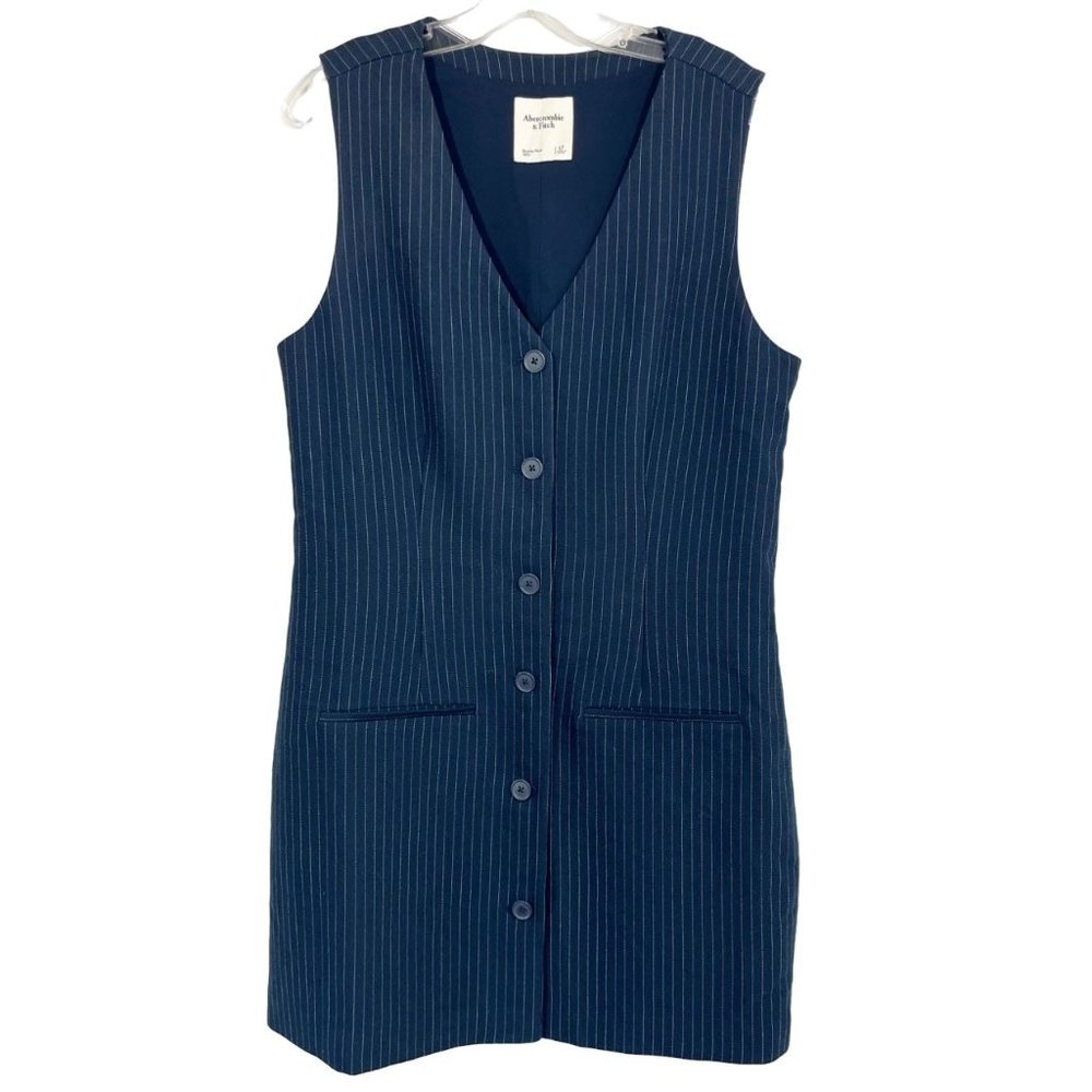 Abercrombie & Fitch Mara Vest Mini Dress Navy Pin Stripe - Size Large Tall